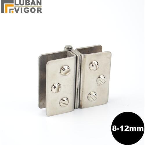Stainless steel glass door hinge / glass clamp, no holes, double glass folder , Hardware ,for glass Thickness 8-12mm
