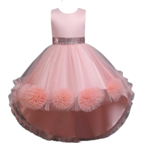 Baby Girl Dress, High-Waist Midi, Sleeveless Round Collar Layered Pleated Mesh Flower Tailed Skirt