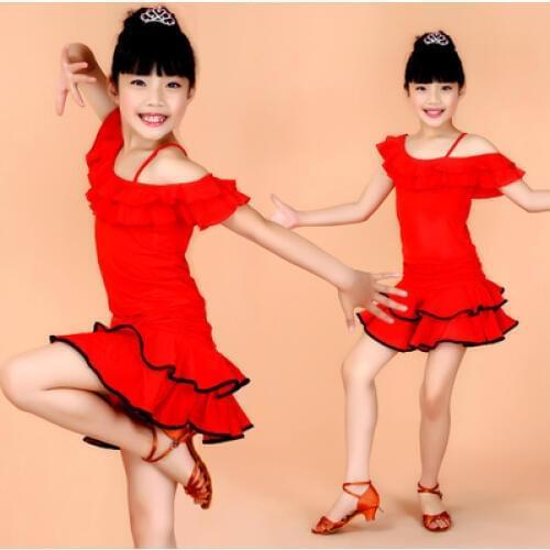 S-XXL Sizes Flamenco Dress Samba Costume Latin Salsa Dresses Girls Kids Latin Dance Dresses For Sale New Latin Dancing Clothing