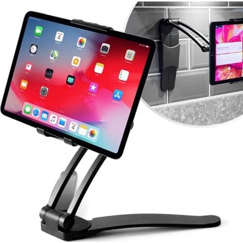 2 in 1 Kitchen Mount Tablet Stand Flodable Aluminum Alloy Desktop Lazy People Hand Free Holder Screen 360 Rotating for iPad Mini