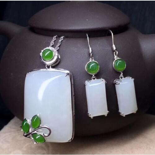 Natural Hetian Jade 925silver Festival pendant, jade surface color water head clean
