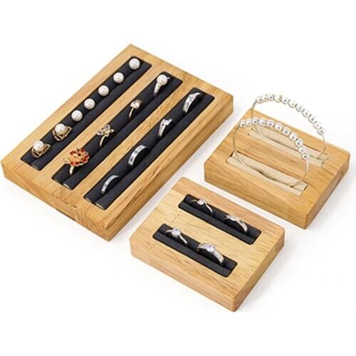 Portable Jewelry Storage Tray Wooden Ring Bangle Display Wholesale Earring Holder Cufflink Organizer