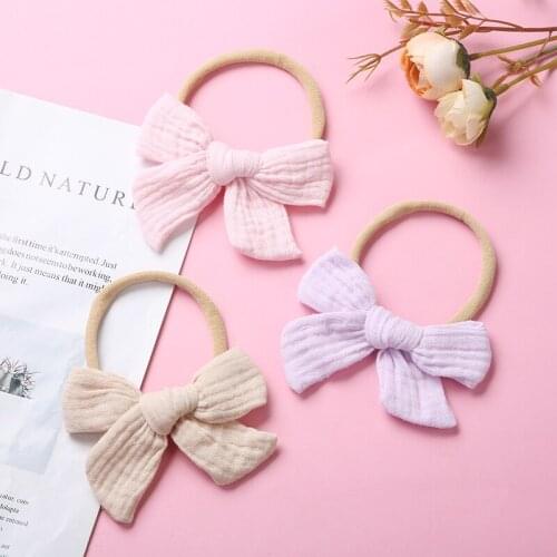 30 Pcs/Lot,10 cm Nylon Headband Girls Elastic Bows Headband Fashion Hair Bows Knot Nylon Hair Bands Newborn Toddler Headwear