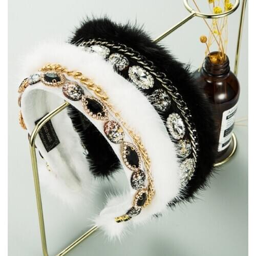 New Fashion Hair Band Flannel Inlaid Rhinestone Headband Women Dance Party Street Shooting Travel Ladies Hair Accessories