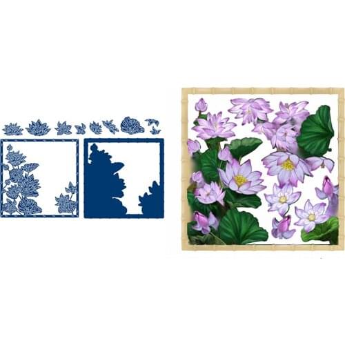 Water Lily Frame Lotus Metal Cutting Die Scrapbook Embossed Paper Card Album Craft Template Cut Die Stencils New for 2021 Arrive