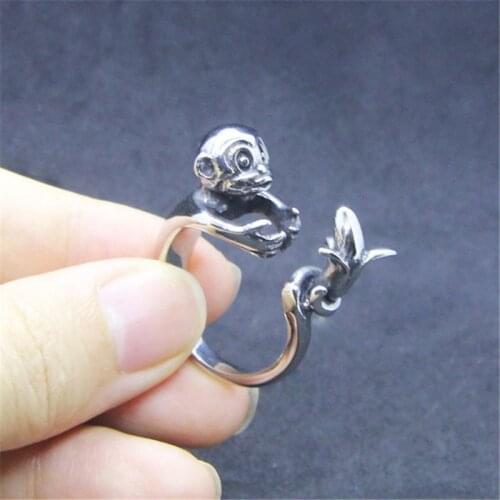 Rany&Roy Newest Animal Monkey Ring 316L Stainless Steel Jewelry Fashion Lovely Monkey Ring