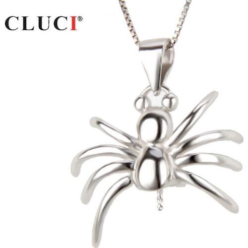 CLUCI 925 Sterling Silver Spider Shaped Pearl Pendant Mounting for Women Jewelry Making Silver 925 Charms Pendant SP064SB