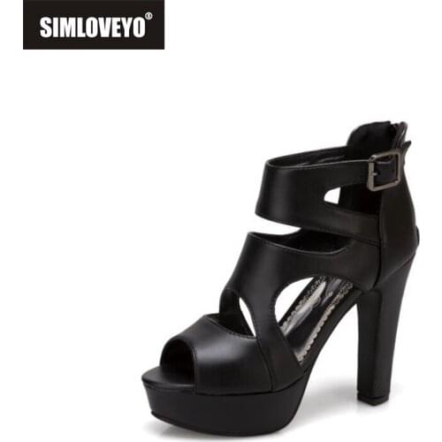 SIMLOVEYO Women New 2021 Platforms Sandals Zip Buckle Open Toe 11cm Heel Office Career Party Sexy White Big size 34-50 A3966