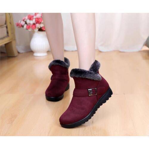 Snow Boots Women buckle Winter Ladies Warm Fur Wedge Ankle Boot Female Fashion Casual Shoes Comfort Footwear Plus Size st480
