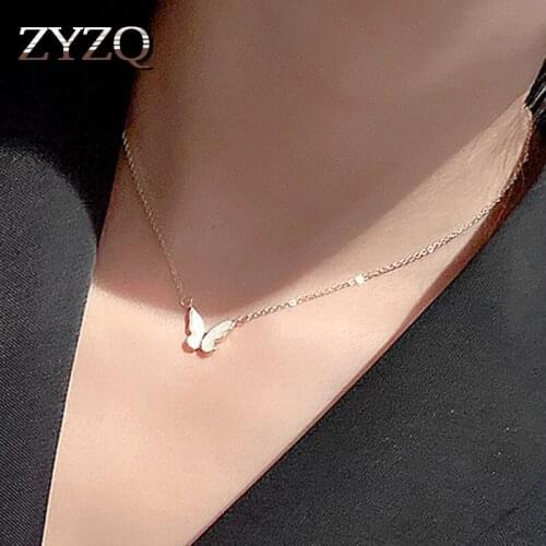 ZYZQ Creative Simple Fritillary Butterfly Pendant Necklace For Women Retro Temperament Clavicle Chain Fashion Jewelry 2021