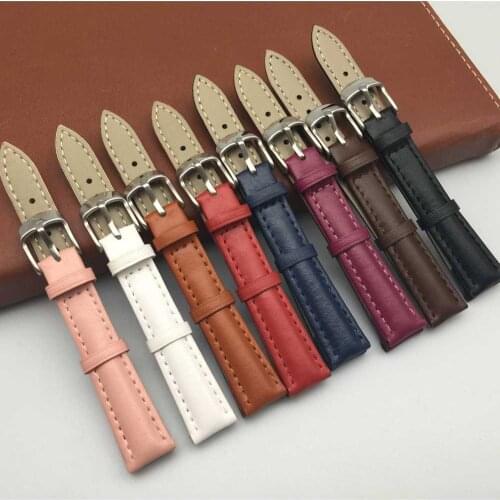 1PCS Men/Women 12 14 16 18M 20 22MM Needle car Smooth Grain Genuine Leather Watches Band Factory wholesale Watch Strap