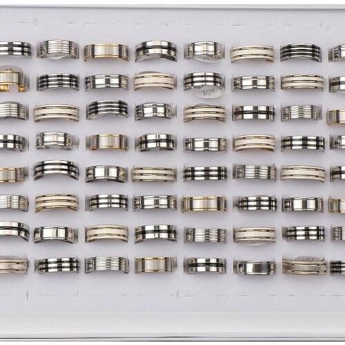 10pcs/lot Fashion Stainless Steel Rings For Women Men Mix Style Gold Silver Black Color Jewelry Party Gifts No Fade