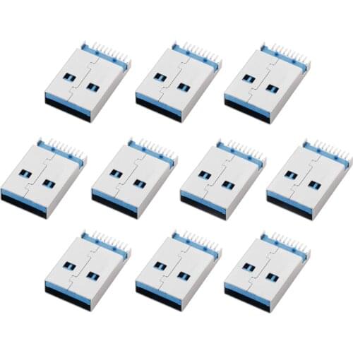 10PCS USB 3.0 A Type Male Plug Connector High-speed Data Transmission USB 3.0 Jack Charging Socket Soldering