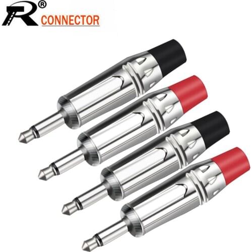 100PCS Silver 3.5MM Mono Male Plug Soldering Wire Connector Nickle Plated 2 Pin 3.5MM Plug Headset Earphone DIY Jack