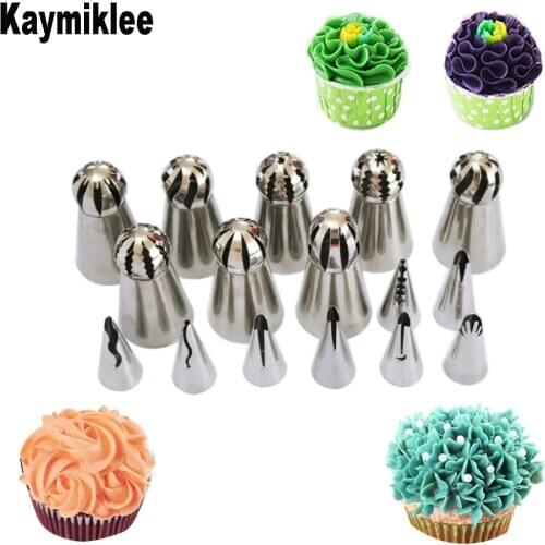 KAYMIKLEE 19PCS/SET Stainless Steel Nozzles Icing Piping Cake Decorating Pastry Tips For Cake Decoration CS009