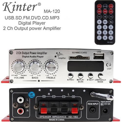 20W X 2 HiFi 2 Channel Output Power Amplifier FM Radio Stereo Player Support USB / SD / DVD / MP3 Input with Remote Control