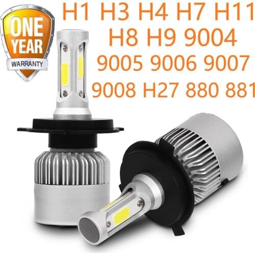 2PCs H4 Car Headlight Bulb S2 H1 H7 H8 H9 H11 Carlight 9005 9006 9007 9008 LED White Light 6000K 8000 Lumen Car Headlamp