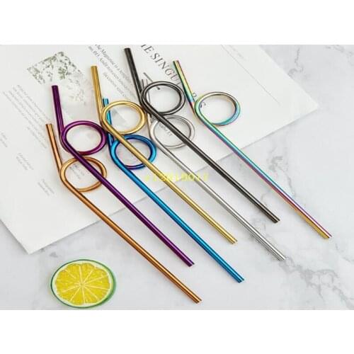 230*6mm 304 stainless steel creative straw color metal beverage coffee milk tea straw
