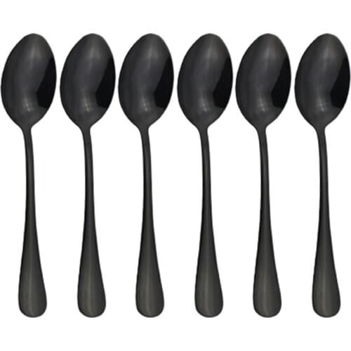 6pcs Dinnerware Black Coffee Spoons Tableware Cutlery Set Stainless Steel Cutlery Set Sliverware Western Set Outdoor Kitche Home