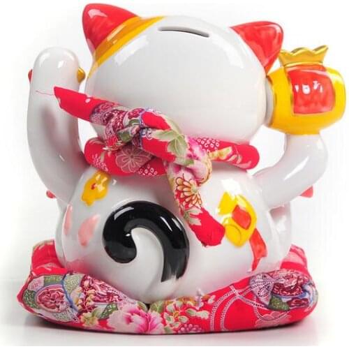 9 inch Large Ceramic Lucky Lucky Cat Money Box Pig Open to Home Furnishing Wedding Gift Ornaments