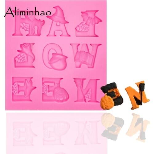 B1112 Halloween letter pumpkin spider DIY cake Sugarcraft Silicone mold chocolate fondant cake decorating dessert tools