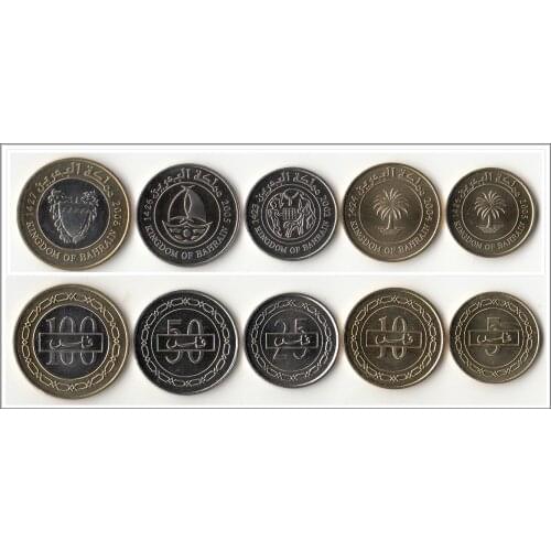 Bahrain 5 Pieces Set Coins Asia New Original Coin Unc Collectible Edition Real Rare Commemorative Random Year