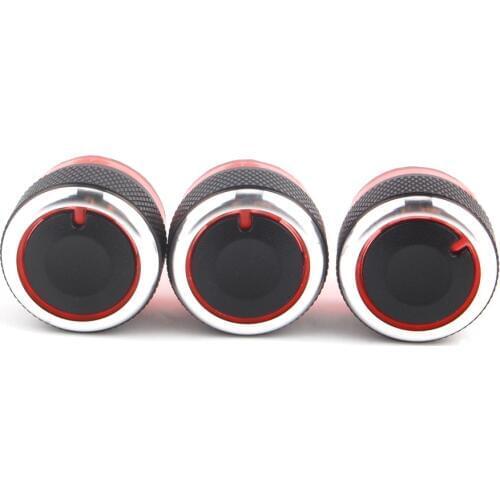 BBQ@FUKA A/C Air Condition Heat Control Switch Button Cover Car Styling 3Pcs Refitting Aluminum Alloy Fit For Peugeot 206 207