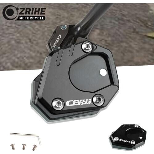 Motorcycle Side Stand Black chassis Kickstand Sidestand Enlarger Support Extension Pad With logo For Honda CB CB650R R 2019-2020