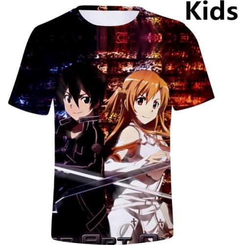 3 to 14 years kids t shirt Sword Art Online 3d printed t-shirt boys girls Harajuku Anime SAO tshirt children clothes