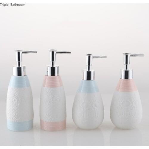 1 pc 320ml Soap Dispenser Ceramics Nordic Style Bathroom Shampoo Bottles Hand Soap Dispenser Bottle Container Home Ornaments