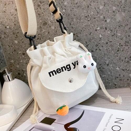 Cartoon Rabbit Art Handbag Crossbody Canvas Bags For Women Shouder Bucket Bag Totes Fashion Mobile Phone Bag Wallet Purse