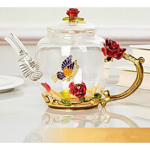Exquisite Enamel Kettle Glass Teapot High Temperature Steamed Tea Boiled Teapot Boiling Water Pot Filter Teapot