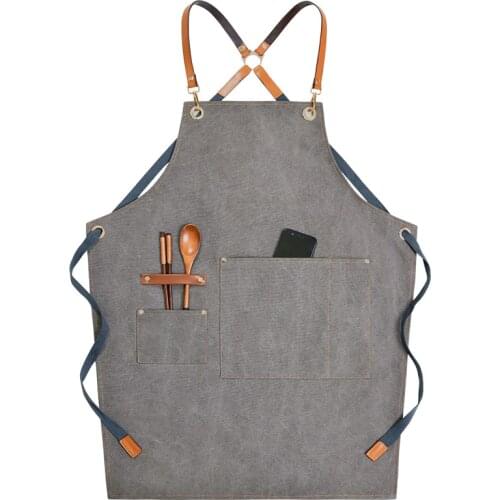 Overalls Art Carpenter Apron Korean Waterproof Denim Custom LOGO Coffee Milk Tea Shop Baking Men and Women Hairdressing