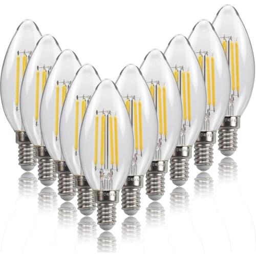 Retro Edison Light Bulb E14 E12 110V 220V 4W C35 LED Crystal Light Bulbs Vintage Edison Lamp Home Decor 10pcs/set