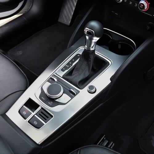 CNORICARC Stainless Steel Gearshift Panel Cover Trim For Audi A3 8V 2014-16 Interior Central Armrest Water Cup Frame Sticker