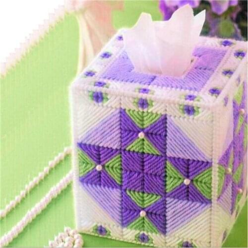 12x12x14cm Pastoral colour matching storage tissue box embroidery kit DIY handmade craft set Crocheting knitting needlework