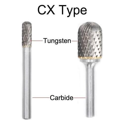 CX1225 12mm 4277 CX1425 14mm 4278 CX1625 16mm 4279 Round Head Tool Tungsten CX Type Double Groove Cut Grinding Rotary Rasp File