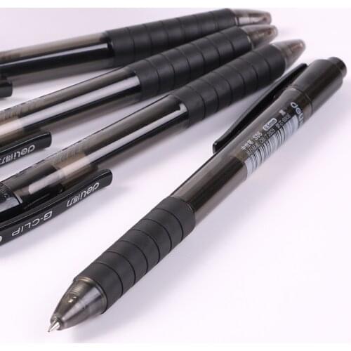 3 Pcs Thin Nib 0.5mm Needles Gel Pen Mechanical Knock School And Office Gel Ink Black Color Deli S06