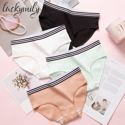 Luckymily Sexy Women Cotton Seamless Panties Underwear Women Lingerie Female Solid Panty Low Waist Intimates Women Briefs Thongs