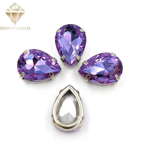 10X14mm/13X18mm glass crystal Crystal Violet DR Copper claws hollow thick bottom high quality Sew on rhinestones DIY accessories