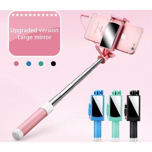 Universal Tripod Selfie Stick with Mirror 3.5mm Rear Camera Selfie Extend Wireless Selfie Stick Tripod Phone Live Photo Holder