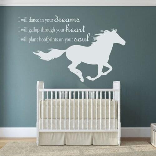 Dream Wall DecalI Will Dance In Your Dreams With Galloping Horse Image Vinyl Home bedroom Wall Decor wall decoration 2344
