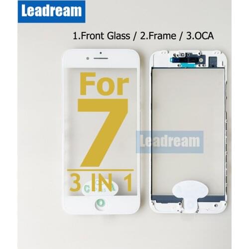 Premium Quality Front Outer Glass Middle Frame Bezel Laminate OCA Glue For iPhone 7 8 3 2 in 1 Plus Front Glass Frame OCA
