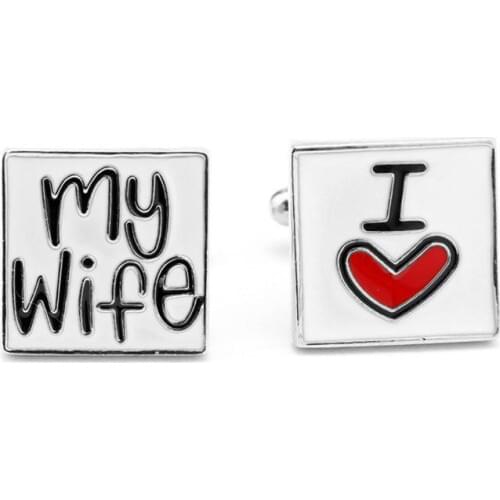 I Love My Wife Cufflinks wedding Design Cuff Links Men French Enamel Shirt Buttons romantic statement Cufflinks for bridegroom