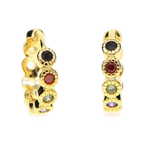 2021 Summer New Colorful Rainbow Cubic Zirconia Earrings High Quality Minimal Delicate Gold Color Female Fashion Jewelry