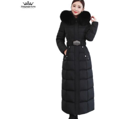 2019 Winter Women Thick Plus size Fox Fur collar Coat Hooded Warm Long Down Jacket Female High-end Fashion Duck Down Jacket Coat