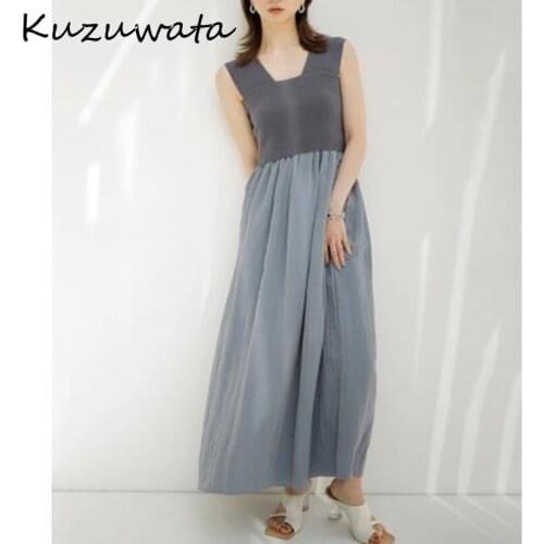 2021 Early Autumn New Knitting Patchwork Vestidos Square Collar Sleeveless Empire Bow Sashes A-line Dresses Sweet Women Robes