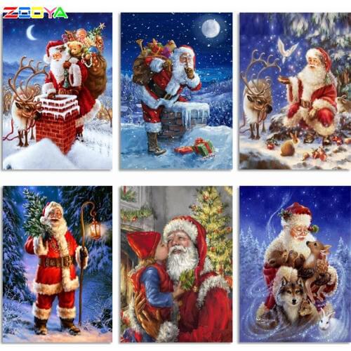 ZOOYA Diamond Painting Santa Claus Diamond Mosaic Christmas Diamond Embroidery Winter 5D DIY Full Square Cross Stitch Home Decor