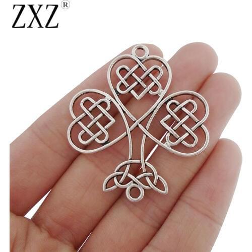 ZXZ 5pcs Large Celtics knot Shamrock Connector Charms Pendants for Jewelry Making Findings 46x41mm