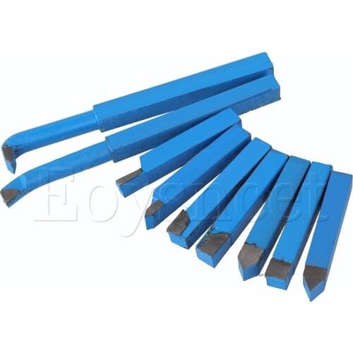 9x Blue Alloy Tool Bit Iron Brazed Carbide Lathe Turning Tool 10x10MM